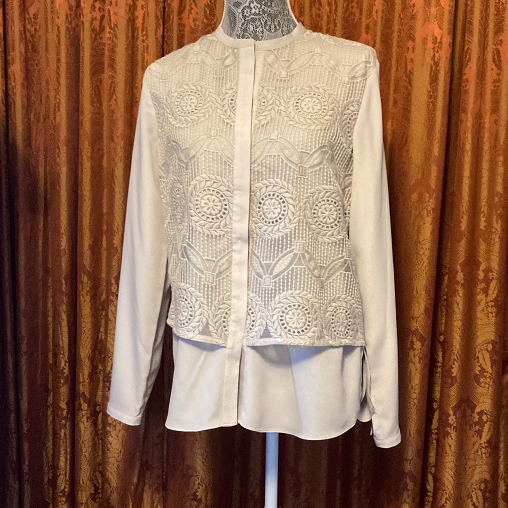 Diana Gallesi split neck, long sleeve top, size 10 USA. Purchase in Italy.